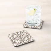 Dessous-de-verre Ikat damask pattern - Taupe Tan et Blanc (Côté Droit)