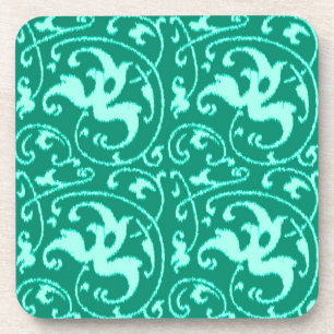 Dessous-de-verre Ikat Floral Damask - Turquoise et Aqua