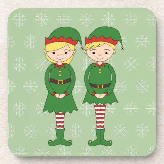 Dessous-de-verre illusima Christmas Elves Snowflakes Green (Devant)
