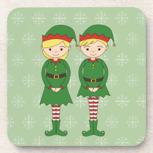 Dessous-de-verre illusima Elfes de Noël Flocons de Neige Vert