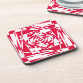 Dessous-de-verre Illusion abstraite rouge blanc (Côté gauche)