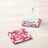 Dessous-de-verre Illusion abstraite rouge blanc (Côté Droit)