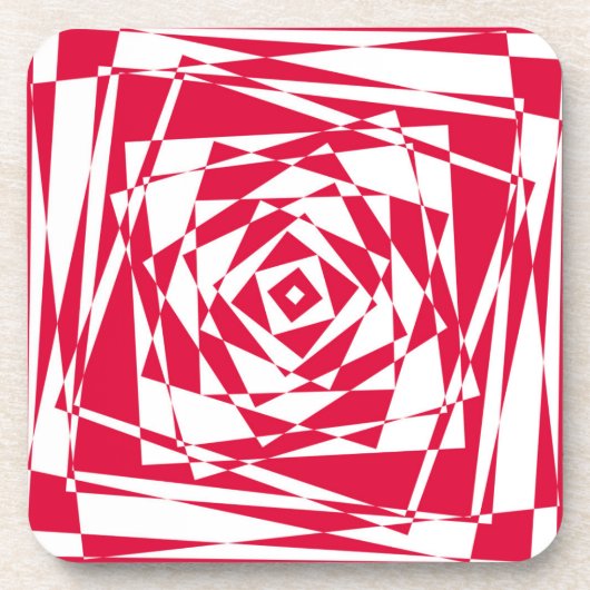 Dessous-de-verre Illusion abstraite rouge blanc (Devant)