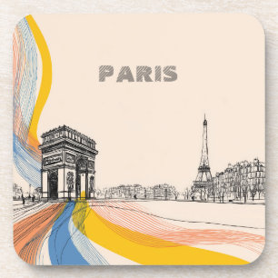 Dessous-de-verre illustration artistique de monuments parisiens emb