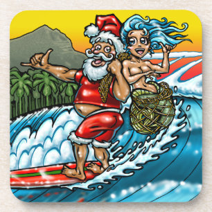 Dessous-de-verre Illustration Blue Christmas Hawaiian Surfing Père 