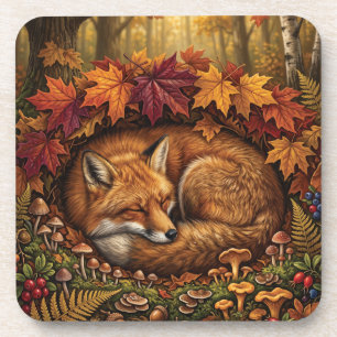 Dessous-de-verre Illustration cosy d'un renard roux endormi en auto