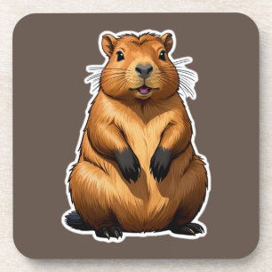 Dessous-de-verre Illustration d'animal de rongeur de Capybara migno