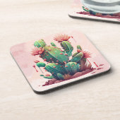 Dessous-de-verre Illustration de cactus rose et vert (Côté gauche)