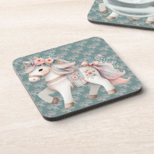 Dessous-de-verre Illustration de cheval de fantaisie au pastel flor