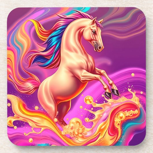 Dessous-de-verre Illustration de cheval vibrant abstrait (Devant)