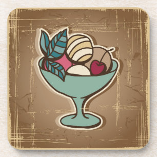 Dessous-de-verre Illustration de crème glacée dans le rétro styl