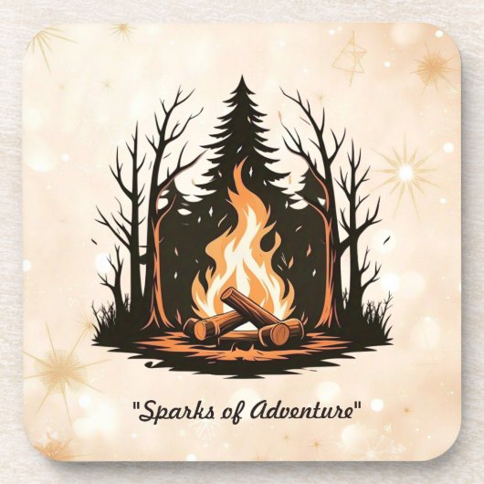 Dessous-de-verre "Illustration de feu de camp cosy" (Devant)