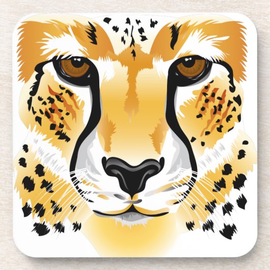 Dessous-de-verre illustration de gros plan de la tête de guépard (Devant)