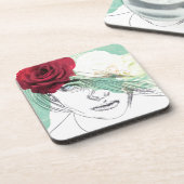 Dessous-de-verre illustration de la fille vintage (Côté gauche)