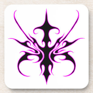 Dessous-de-verre Illustration de ligne tribale noire et rose féroce