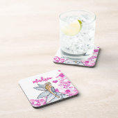 Dessous-de-verre Illustration de mode Princesse Fée Cœurs Roses (Côté Droit)