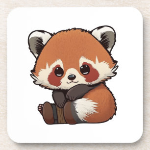 Dessous-de-verre Illustration de panda rouge caricature