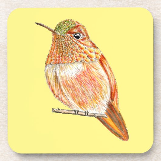Dessous-de-verre Illustration de Roufus Hummingbird Perché Orange (Devant)