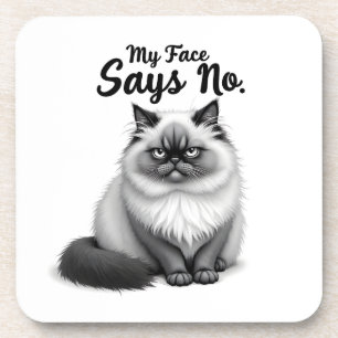 Dessous-de-verre Illustration de visage de chat drôle – Art de chat