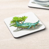 Dessous-de-verre Illustration D'Un Bain De Soleil Iguanodon. (Côté gauche)