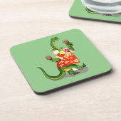 Dessous-de-verre Illustration D'Un Brontosaurus Jouant À Maracas. (Côté gauche)