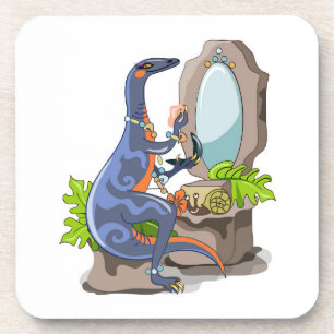 Dessous-de-verre Illustration D'Un Iguanodon Mettant Sur Le Maquill