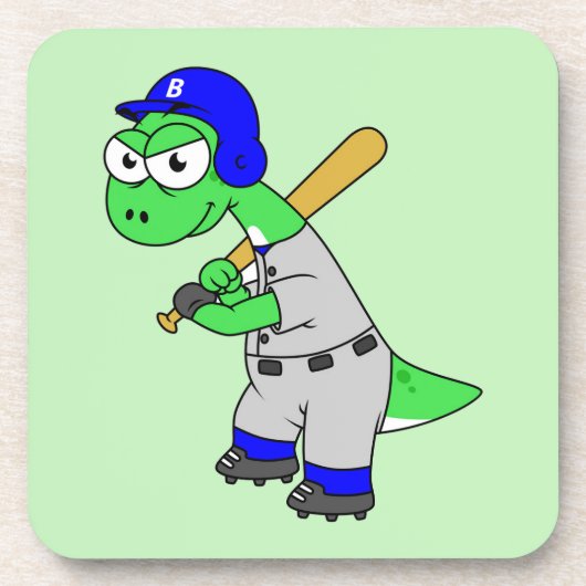 Dessous-de-verre Illustration D'Un Joueur De Baseball Brontosaurus. (Devant)