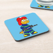 Dessous-de-verre Illustration D'Un Pompier Tyrannosaurus Rex. (Côté gauche)