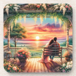 Dessous-de-verre Illustration d'une vue romantique sur un porche au