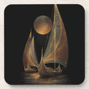 Dessous-de-verre Illustration élégante de la ligne d'or des Longshi