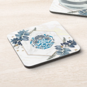 Dessous-de-verre Illustration Mandala, Art Graphique Floral Turquoi