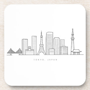 Dessous-de-verre Illustration minimaliste de la skyline de Tokyo
