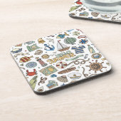 Dessous-de-verre Illustrations Plage Côtière Amusante (Côté gauche)