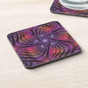 Dessous-de-verre Imaginaire coloré Abstrait Trippy Violet Fractal