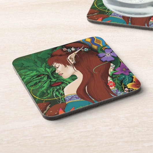 Dessous-de-verre Imaginaire d'elfe vert (Côté gauche)