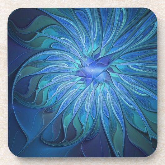 Dessous-de-verre Imaginaire Fleur Bleue Motif, Art Fractal Abstrait (Devant)