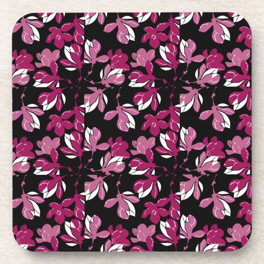 Dessous-de-verre Impression botanique de magnolia rose (Devant)