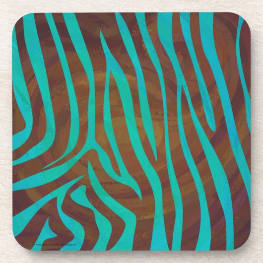 Dessous-de-verre Impression Brown et Turquoise Zebra (Devant)