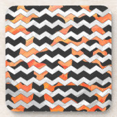Dessous-de-verre Impression Chevron noir et orange de vache (Devant)