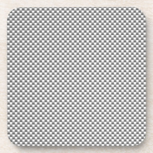 Dessous-de-verre Impression de fibre de carbone blanche en argent