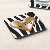 Dessous-de-verre Impression De Fourrure Zebra Avec Design Coeur (Côté gauche)
