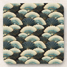 Impression du ventilateur Turquoise en or à la crè