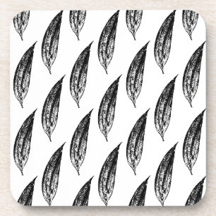 Dessous-de-verre Impression feuille de lys noir et blanc