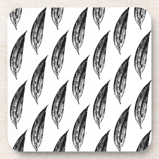 Dessous-de-verre Impression feuille de lys noir et blanc (Devant)