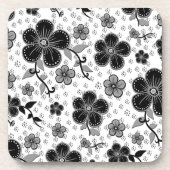 Dessous-de-verre Impression florale noir et blanc (Devant)