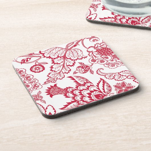 Dessous-de-verre Impression Jacobean rouge (Côté gauche)