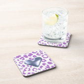 Dessous-de-verre Impression léopard violet avec motif de cœur (Côté Droit)