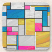 Dessous-de-verre Impression Mondrial jaune rose (Devant)