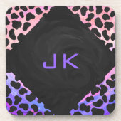 Dessous-de-verre Impression noire et rose dalmate (Devant)