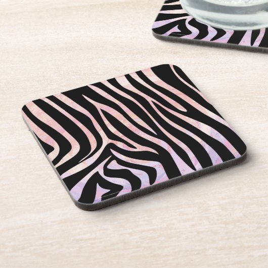 Dessous-de-verre Impression noire et rose Zebra (Côté gauche)
